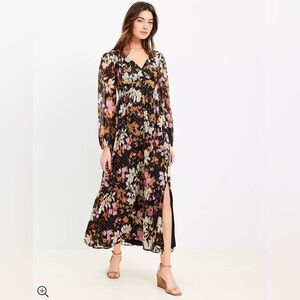 LOFT Metallic Clip Gardenia Cutout Back Maxi Dress size 16